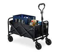 Relaxdays Chariot Pliable, 100 kg, poignée télescopique, pneus en Caoutchouc, Chariot Transport achats, Camping, Noir