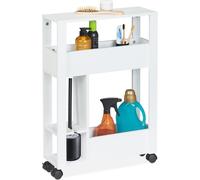 Relaxdays Meuble de Rangement, 2 Compartiments Ouverts, Emplacement pour la Brosse WC, HLP 71,5 x 17 x 50 cm, Blanc