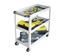 Relaxdays Chariot d'atelier 3 niveaux – Mobile, jusqu'à 100 kg, Gris, 82,5×84×41 cm