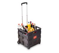 Relaxdays Chariot de courses, caisse pliable, charge maximale 35 kg, H x L x P : env. 100 x 42 x 37, noir