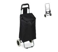 Relaxdays Chariot de Courses, Pliable, 25 L Sac d’achats avec roulettes,Chargeable Jusqu’à 10 kg, 91 x 40 x 30 cm, Noir