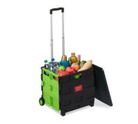 Relaxdays Chariot de courses pliable Poussette de marché avec roulettes et couvercle