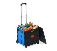 Relaxdays Chariot de courses pliable Poussette de marché avec roulettes et couvercle