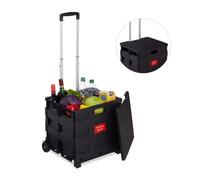 Relaxdays Chariot de courses pliable Poussette de marché, roulettes et couvercle Chariot