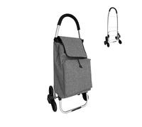 Relaxdays Chariot de Courses Pliable, Roues pour escaliers, Sac Isotherme Amovible, 45L, 35kg, Gris, 101x48x38cm