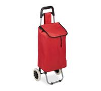 Relaxdays 10027828_47 Chariot de courses pliable sac amovible 28 L,caddie pour achats roulettes HlP 92,5x 42 x 28 cm rouge, Tissu, 1