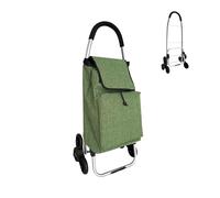 Relaxdays Chariot de Courses Pliable Vert 45 l, Monte-escalier, Compartiment Isotherme, Sac Amovible, Max. 35 kg, 101x48