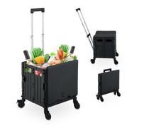Relaxdays Chariot de courses roulettes pivotantes