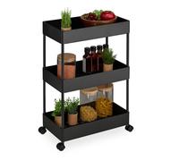 Relaxdays Chariot de Cuisine, 3 Niveaux, desserte, HLP : 65 x 39,5 x 21,5 cm, Salle de Bain, Bureau, Noir