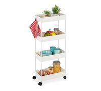 Relaxdays Chariot de Rangement, 4 roulettes, H x L x P : 93 x 40 x 22 cm, pour Salle de Bain ou Cuisine, Blanc