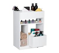 Relaxdays Chariot de Rangement sur roulettes, Livres, épices, HLP 55x38,5x23 cm, Chariot Cuisine, Salle de Bain, Blanc