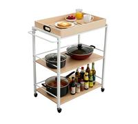 Relaxdays Chariot de Service 3 Niveaux, Plateau Amovible, Style scandinave, Naturel/Blanc, 88x70x40 cm