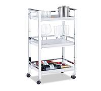 Relaxdays Chariot de Service à 3 Plateaux Amovibles, Table Roulante Tout Usage, Îlot à roulettes 77,5x45x29cm, Blanc, Métal, HLP, 5 x 45 x 29 cm