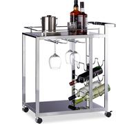 relaxdays Chariot de service BARON argent 70,0 x 40,0 x 75,0 cm
