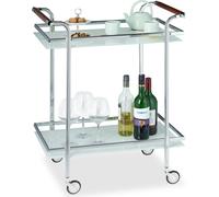 Relaxdays, Dessertes, Desserte de Cuisine verre opale, 2 étages