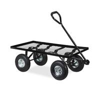 Relaxdays Chariot de Transport Pratique, Roues pneumatiques, H x L x P : 34,5 x 51 x 96 cm, Charge Max. 200 kg, Noir