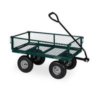 Relaxdays Chariot de Transport, sur Roues pneumatiques, côtés rabattables, pour Jardin, Outils, capacité de 200 kg, Vert