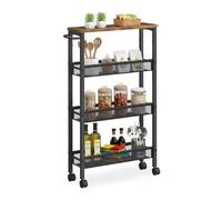 Relaxdays Chariot de Niche étroit 4 Niveaux 77 x 13 x 45,5 cm métal Brun/Noir pour Salle de Bain et Cuisine
