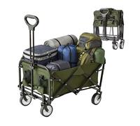 Relaxdays Chariot Pliable, 100 kg, poignée télescopique, Tissu Oxford, pour Courses, Camping & Plage, Vert