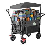Relaxdays Chariot Pliable 150 kg, Toit Amovible, poignée télescopique, pneus avec Frein, Gris 131 x 54 x 97 cm