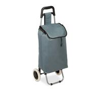 Relaxdays Chariot de courses pliable 10027828_111 sac amovible 28 L roulettes gris 92,5x42x28 cm