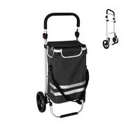 Relaxdays Chariot de Courses Pliable, 2 Grandes Roues, Sac Isotherme Amovible, 45 L, jusqu'à 35 kg, Noir, 104 x 49 x 38
