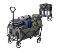 Relaxdays Chariot Pliant, 100 kg, poignée télescopique, Tissu Oxford, pour Courses, Camping & Plage, Gris