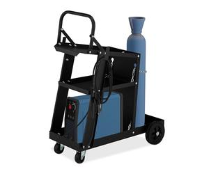 Relaxdays Chariot Soudure, 3 Niveaux, Emplacement pour Bouteille de gaz, supporte jusqu'à 90 kg, HLP 88x40x71 cm, Noir