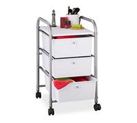 Relaxdays Chariot sur Roues de Bain, 3 tiroirs, métal et Plastique, conteneur, cosmétiques, 60 x 33 x 39 cm, Couleurs