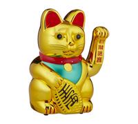 Relaxdays Chat Japonais, Maneki Neko XL, Patte Mobile Fonctionne à Piles, Porte-Bonheur pour Richesse/succès, 48cm, doré