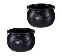 Relaxdays Chaudron pour Halloween accessoire pour déguisement de sorcière lot de 2 H x D : 13 x 19 cm noir