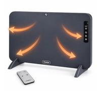 Relaxdays Chauffage infrarouge, Wi-Fi, appli, télécommande, minuteur, noir | Protection anti-surchauffe, IP44, projections d'eau, mural, pieds, salle de bains, salon, table à langer, acier, écran LED