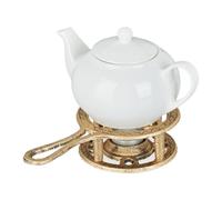 Relaxdays Chauffe-théière, cafetière, en Fonte, Aspect Bronze, pour Une Bougie, Design Antique, réchaud Rustique, Noir