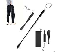 Relaxdays chausse-pied télescopique enfile-chaussure extensible 39-91 cm métal poignée mousse pochette noir