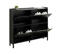 Relaxdays, Meuble à Chaussures inclinable, 4 Compartiments, 16 Paires, H x L x P : 90 x 100 x 19 cm, Noir