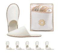 Relaxdays chaussons d'intérieur 6 paires, avec sac, pointures 36-45, beige