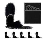 Relaxdays chaussons d'intérieur 6 paires, avec sac, pointures 36-45, noir