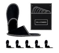 Relaxdays chaussons d'intérieur 6 paires, Bienvenue, avec sac, noir