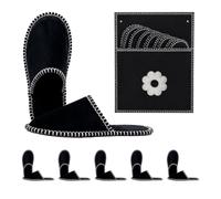 Relaxdays chaussons d'intérieur 6 paires, fleur, avec sac, noir