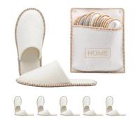 Relaxdays chaussons d'intérieur 6 paires, Home, avec sac, beige