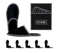 Relaxdays chaussons d'intérieur 6 paires, Home, avec sac, noir