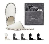 Relaxdays chaussons d'intérieur Invités, 6 paires, avec sac, 36-45, beige