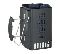 Relaxdays Cheminée d'allumage, avec poignée de sécurité & Support Maintien, HLP : 27 x 28 x 17 cm, pour Barbecue, Noir