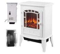 Relaxdays Cheminée électrique effet flammes chauffage intégré 2 niveaux thermostat 56 5×39×24 cm blanc