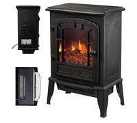 Relaxdays Cheminée électrique noire effet de flammes & chauffage 2 niveaux thermostat H x L x P: 56 5 x 39 x 24 cm