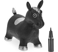 Relaxdays Animal Sauteur, Jouet en Forme de Cheval, avec Pompe à air, Charge maximale 50 kg, 3 Ans et Plus, Noir