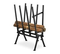 Relaxdays Chevalet de sciage, Charge maximale 200 kg, Acier Robuste, HLP: 112 x 77,5 x 50 cm, pour Couper Le Bois, Noir