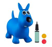 Relaxdays Chien Ballon Sauteur Cheval avec Pompe Gonflable Jouet Jeux Enfant Animaux 50 kg sans BPA, Bleu - 1002499045