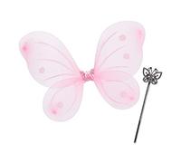 Relaxdays Children Ensemble de fées et baguette magique pour enfants, paillettes, filles, rose et argent - Version Anglaise