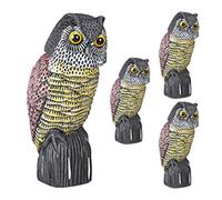 Relaxdays Chouette épouvantail, Lot de 4, tête à hochement, Statue décorative sur Pieds, pour Le Jardin, Balcon, terrasse, coloré